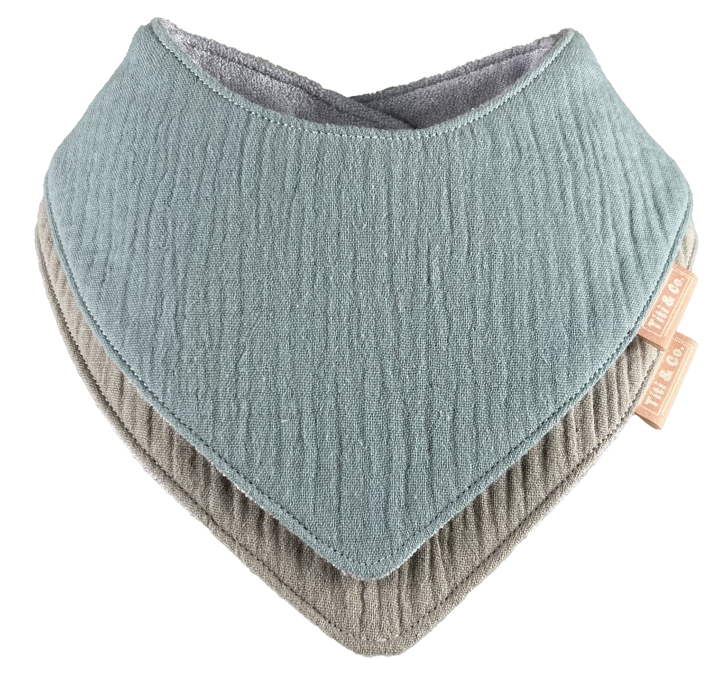 Double Guard Baby Dribble Bib Set - Pistachio Cream - Double Bib bundle