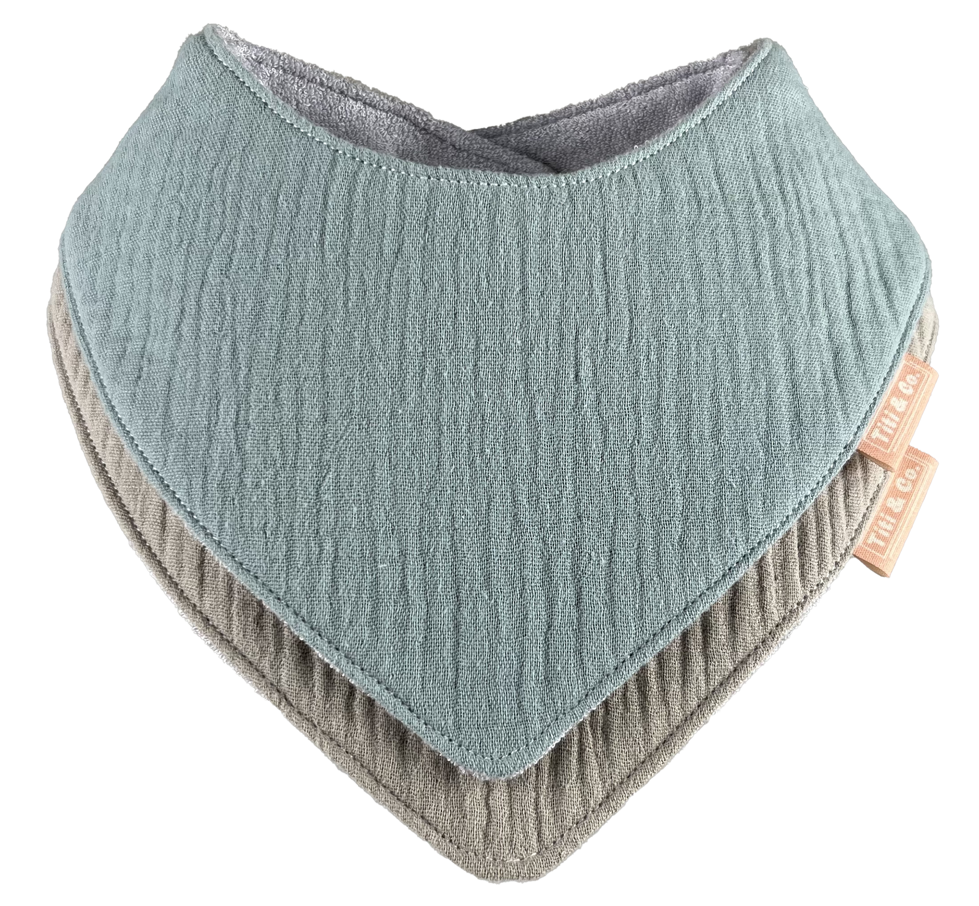 Double Guard Baby Dribble Bib Set - Pistachio Cream - Double Bib bundle