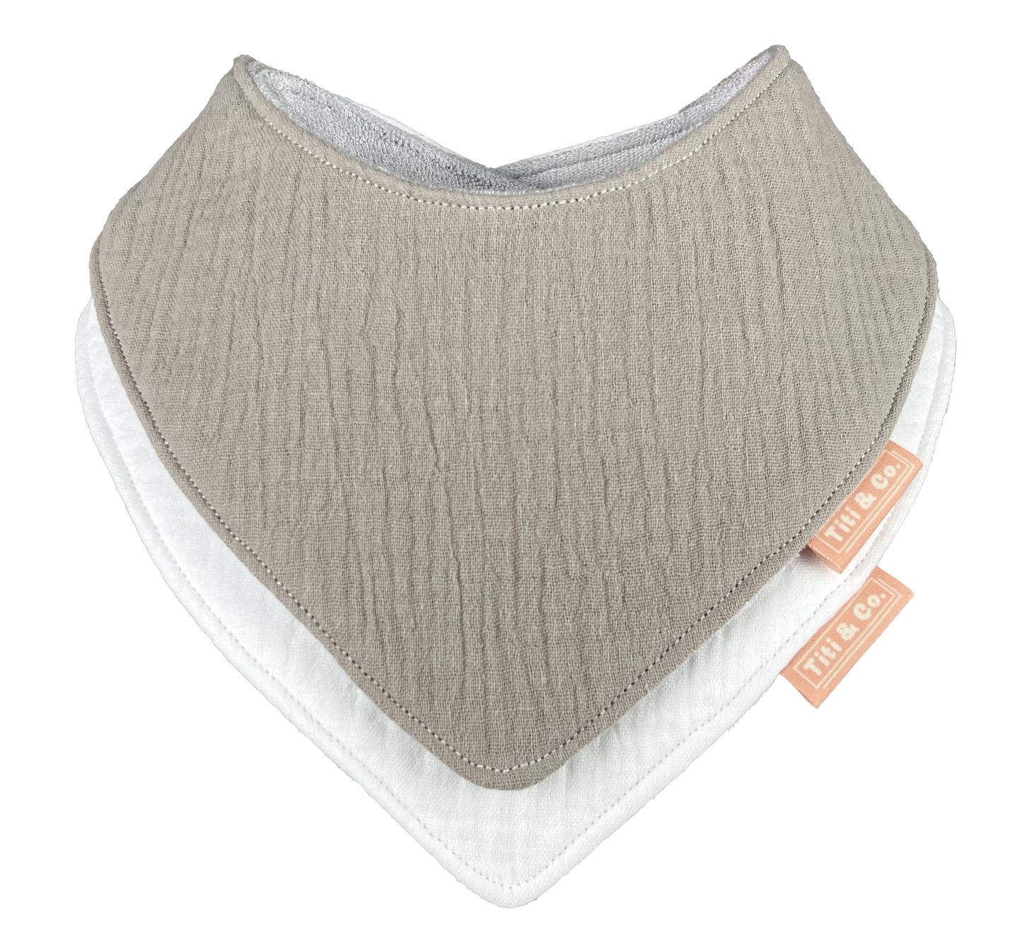 Double Guard Baby Dribble Bib Set - Mocha & Chino - Double Bib bundle